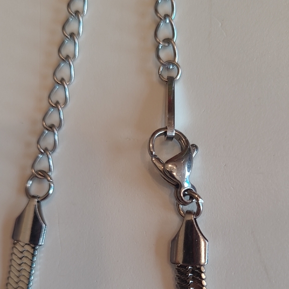 Stainless Steel Silver Herringbone Necklace 5mm Snake Chain 8" Hang Length - Picture 9 of 17